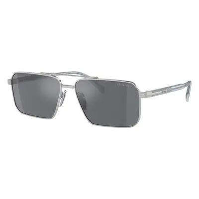 Prada Man Sunglass PR A57S - Frame color: Silver, Lens color: Dark Grey Flash Silver