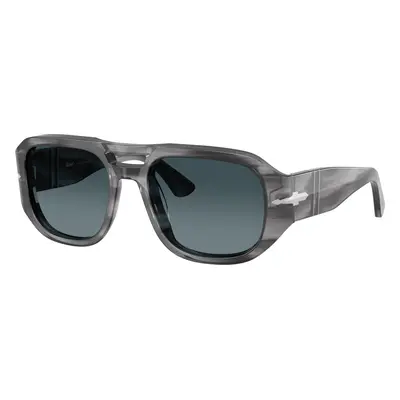 Persol Unisex Sunglass PO3373S - Vincent - Frame color: Striped Grey, Lens color: Light Blue Gr