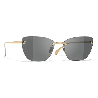 Chanel Woman Sunglass Cat Eye Sunglasses CH4286T - Frame color: Gold, Lens color: Dark Grey