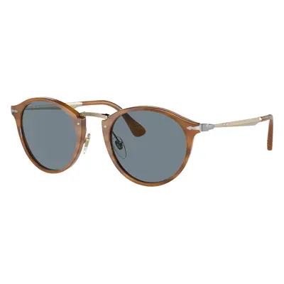 Persol Unisex Sunglass PO3166S - Frame color: Striped Brown, Lens color: Light Blue