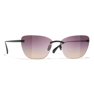 Chanel Woman Sunglass Cat Eye Sunglasses CH4286T - Frame color: Black, Lens color: Brown & Viol