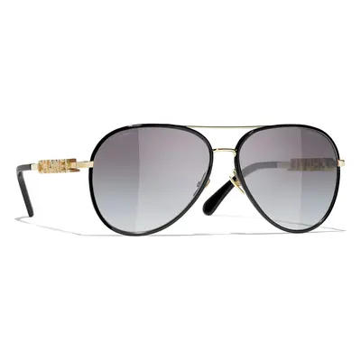 Chanel Woman Sunglass Pilot Sunglasses CH4284B - Frame color: Gold, Lens color: Grey