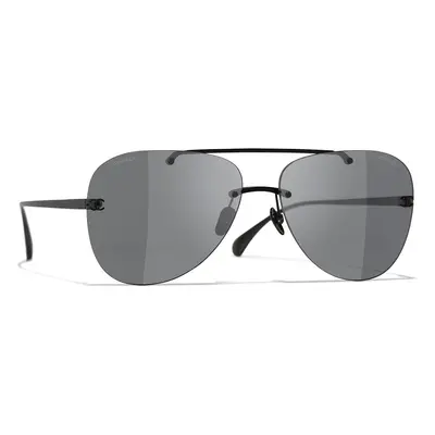 Chanel Woman Sunglass Pilot Sunglasses CH4285T - Frame color: Black, Lens color: Dark Grey