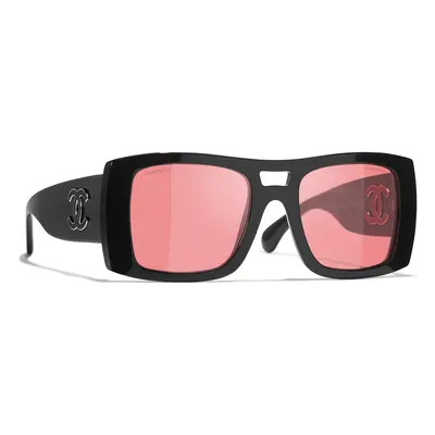 Chanel Woman Sunglass CH5539 - Frame color: Black, Lens color: Pink