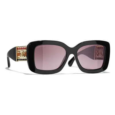 Chanel Woman Sunglass Square Sunglasses CH5535Q - Frame color: Black, Lens color: Bordeaux