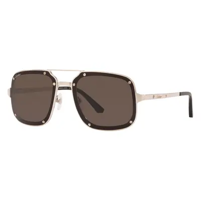 Cartier Unisex Sunglass CT0194S - Frame color: Platinum Shiny, Lens color: Grey