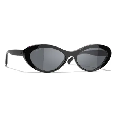 Chanel Woman Sunglass Oval Sunglasses CH5416 - Frame color: Black & Pink, Lens color: Grey