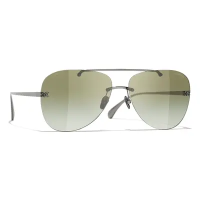 Chanel Woman Sunglass Pilot Sunglasses CH4285T - Frame color: Gunmetal, Lens color: Green