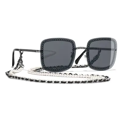 Chanel Woman Sunglass Square Sunglasses CH4244 - Frame color: Dark Silver, Lens color: Grey