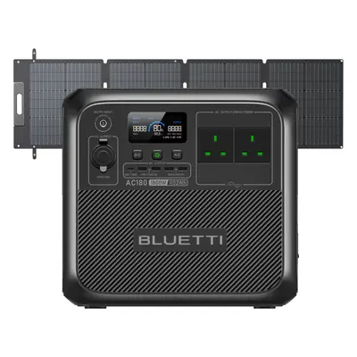 BLUETTI AC180 Portable Power Station | 1,800W 1,152Wh, AC180+SP120L | 1800W 1152Wh | 120W Solar 