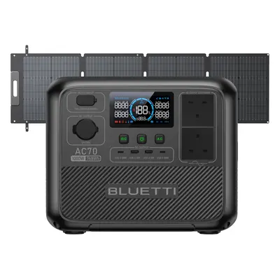 BLUETTI AC70 Power Station | 768Wh 1,000W - BLUETTI UK, AC70+SP120L | 1000W 768Wh | 120W Solar K