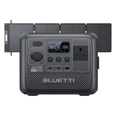 BLUETTI AC50B Portable Power Station for Camping | 700W, 448Wh, AC50B+SP120L | 700W 448Wh | 120W