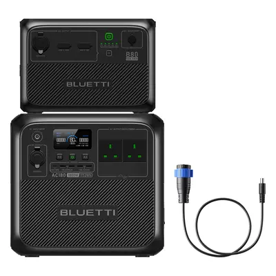 BLUETTI AC180 Portable Power Station | 1,800W 1,152Wh, AC180+B80+P120D-DC7909 | 1800W 1958Wh Pow