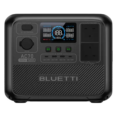 BLUETTI AC70 Power Station | 768Wh 1,000W - BLUETTI UK, AC70+PV200 | 1000W 768Wh | 200W Solar Ki