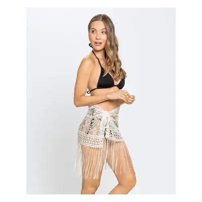 Jacquard Sheer Mesh Fringed Beach Cover-Up Sarong