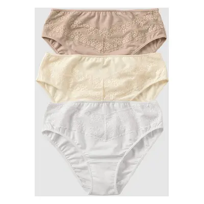 3-pack high-cut brief knickers with lace