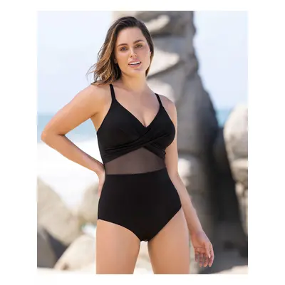 Contrast Detail One Piece Swimsuit with Slimming Compression