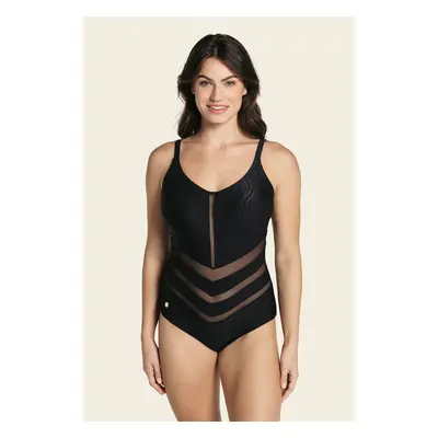 Shiny and Textured One Piece Swimsuit