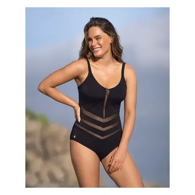 Slimming One-Piece Swimsuit with Sheer Details