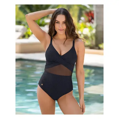 Slimming one-piece swimsuit with criss-cross top