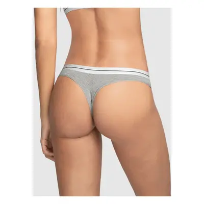 Marled Stretch Cotton Thong with Contrast Waistband