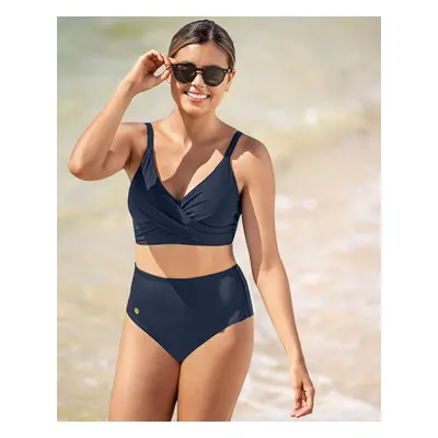 Two-Piece Double-Sided Swimsuit with Ruched Criss Cross Detail