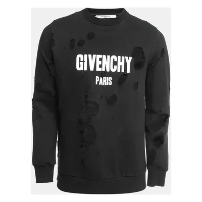 Givenchy Black Destroyed Effect Cotton Sweatshirt