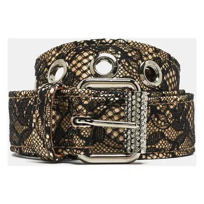 D&G Beige/Black Lace And Satin Buckle Belt CM