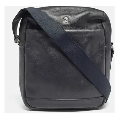 Dunhill Black Leather Zip Messenger Bag