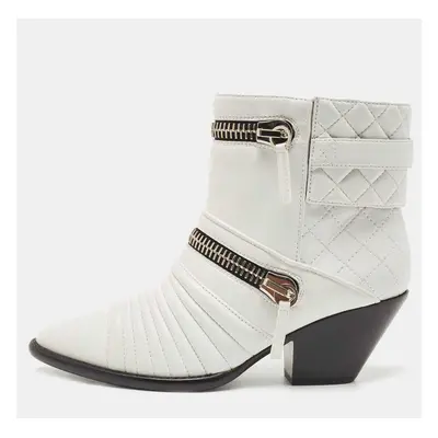 Giuseppe Zanotti White Leather Olinda Ankle Boots Size