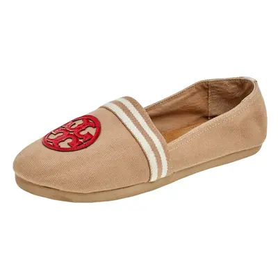 Tory Burch Multicolor Canvas and Patent Leather Espadrille Flats Size 37.5