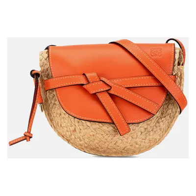 Loewe Orange Raffia Medium Gate Crossbody Bag