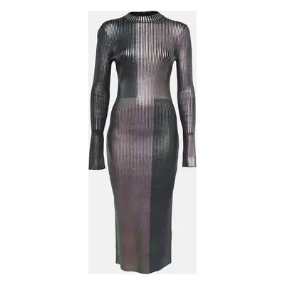 Christopher Kane Multicolor Foil Print Rib Knit Bodycon Dress