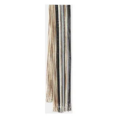 Missoni Beige/Black Striped Lurex & Wool Knit Fringed Stole