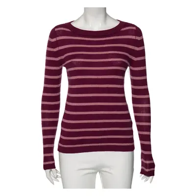 Weekend Max Mara Striped Purple Cashmere Round Neck Sweater