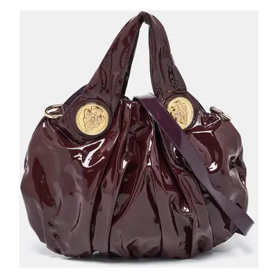 Gucci Burgundy Patent Leather Small Hysteria Hobo