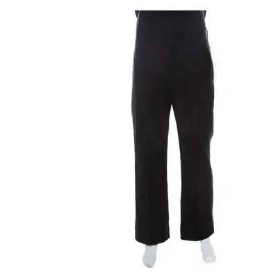 Emporio Armani Black Cotton Regular Fit Trousers