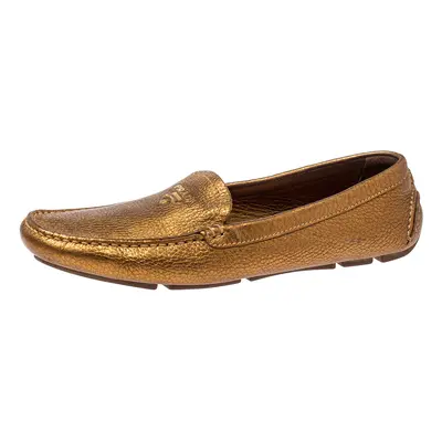 Prada Gold Leather Loafers Size 38.5