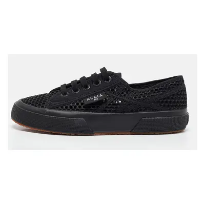 Alaia Black Fishnet and Canvas Superga Sneakers Size