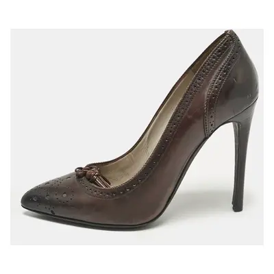 Tom Ford Brown Leather Bow Pointed Toe Pumps Size