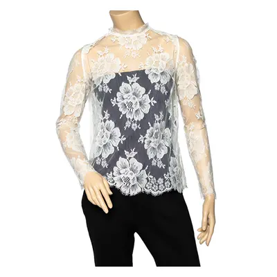 Stella McCartney White Lace Fringed Sheer Top