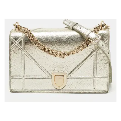 Dior Silver Leather Medium Diorama Flap Shoulder Bag