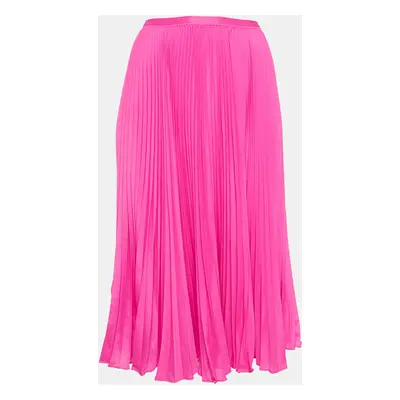 Polo Ralph Lauren Pink Crepe Plisse Midi Skirt