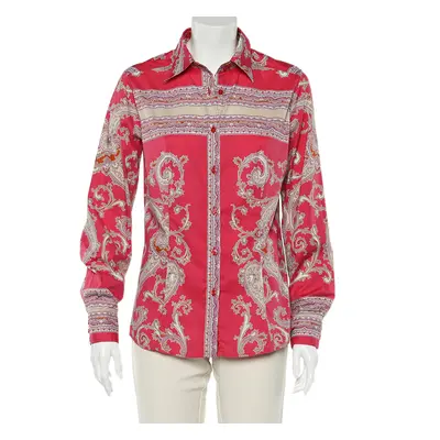 Etro Pink Paisley Printed Cotton Button Front Shirt