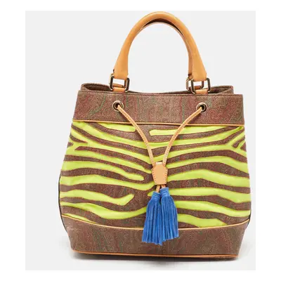 Etro Multicolor Paisley Print Coated Canvas and Leather Tassel Bucket Bag