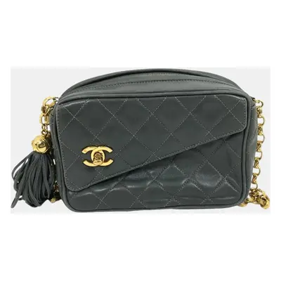 Chanel Gray Based CC Mark Single Chain Shoulder Bag