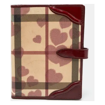 Burberry Burgundy Heart Nova Coated Canvas and Patent Leather Agenda Cover