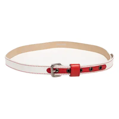 Marc by Marc Jacobs White/Red Leather Buckle Belt S/M