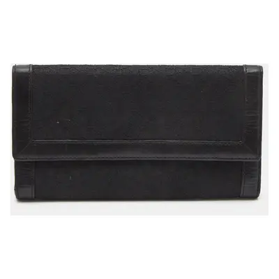 DKNY Black Signature Canvas and Leather Continental Wallet