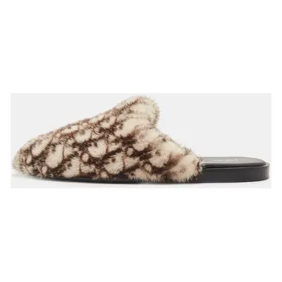 Dior Beige/White Fur Mink Mules Size